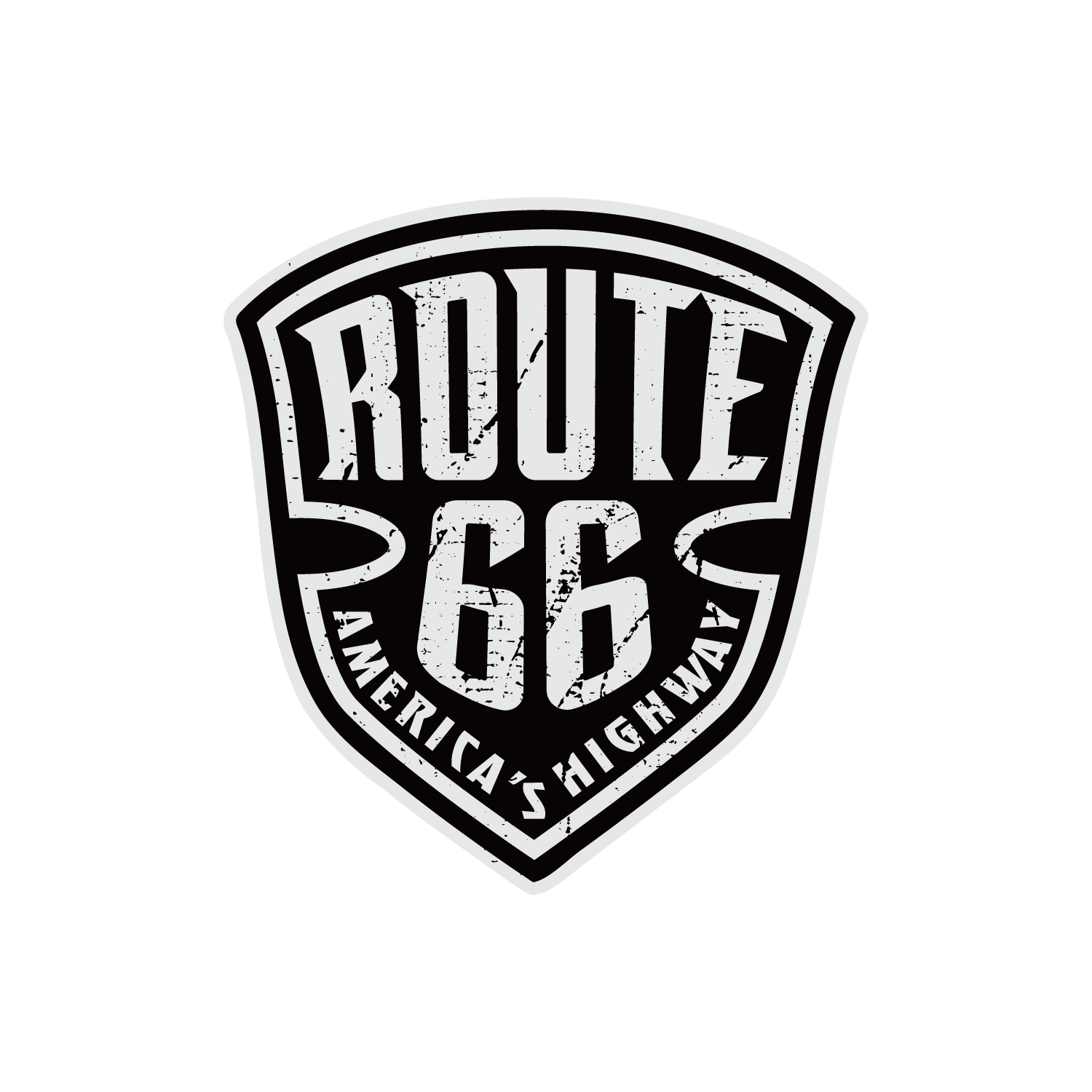 ルート66 ブラック (Route 66-Black and White Badge)